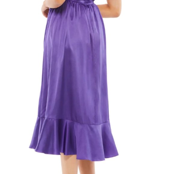 MAC DUGGAL 26633 HALTER NECK MIDI PURPLE DRESS sz 14 - Picture 5 of 5